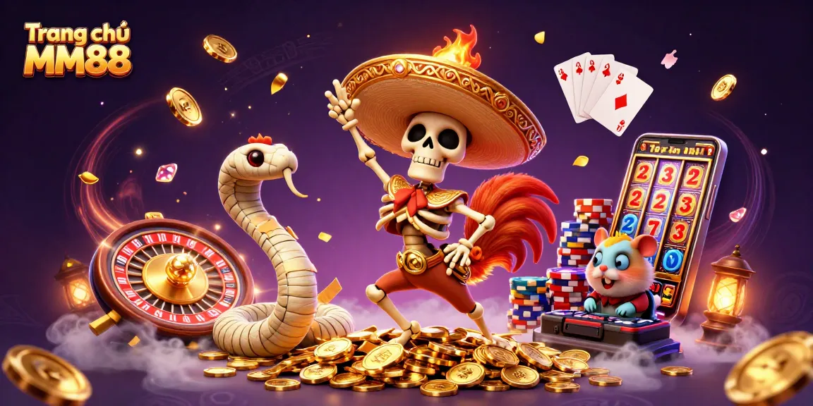 Win big at Trang chủ MM88 with thrilling casino adventure featuring vibrant characters and dynamic game elements.