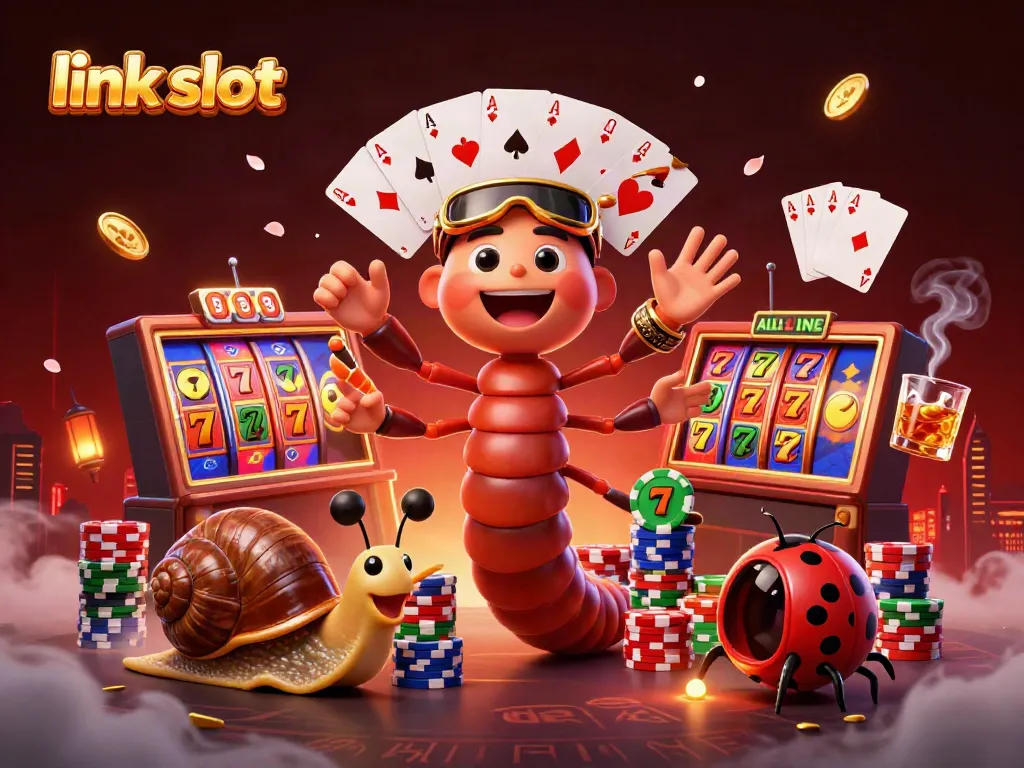 Engaging scene depicting a dealer in a casino with link slot visuals and dynamic elements showcasing excitement.