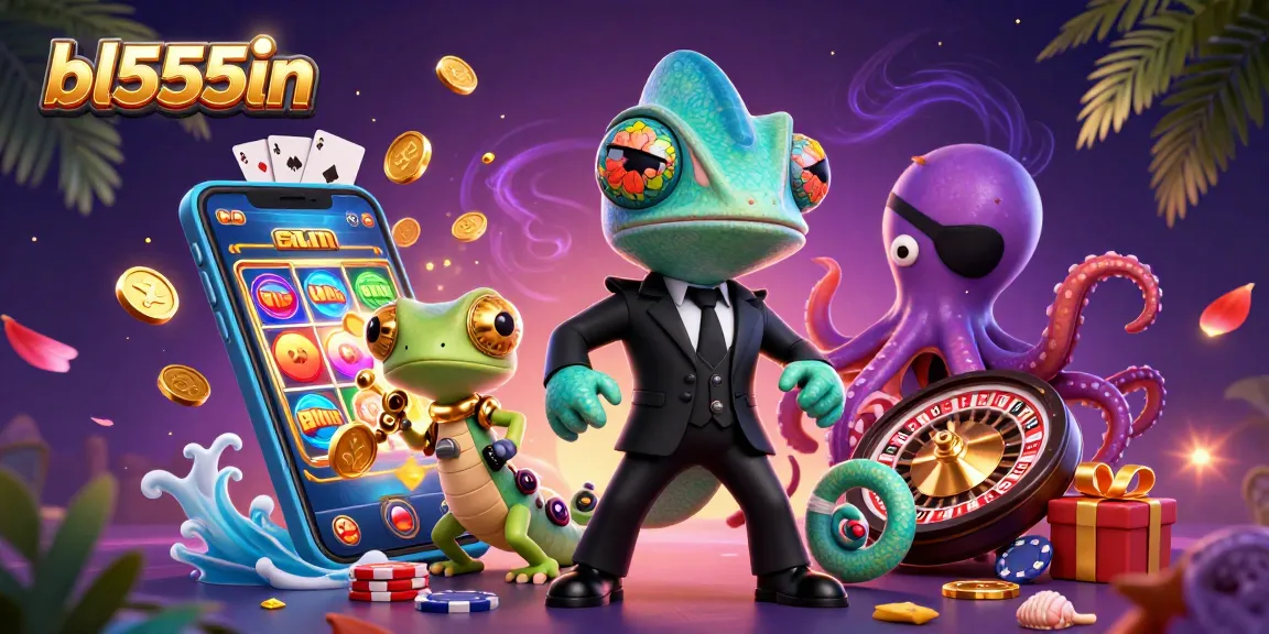 Engage in dynamic gameplay with bl555in's vibrant 3D casino adventure featuring animated characters and exciting slot elements.