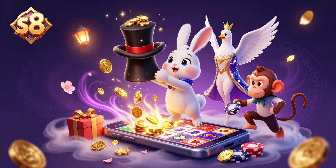 Experience dynamic slots adventure with s8 as a magician pulls gold coins and surprises abound.