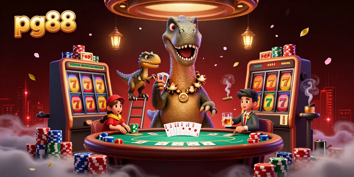 Engage in thrilling gaming at pg88 with a dynamic 3D casino scene full of excitement.