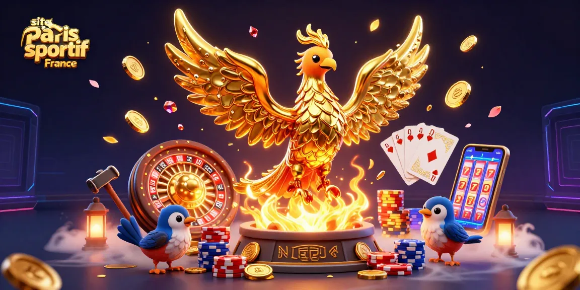 Animations et paris sportifs sur le site paris sportif France avec des pièces d'or et des cartes.
