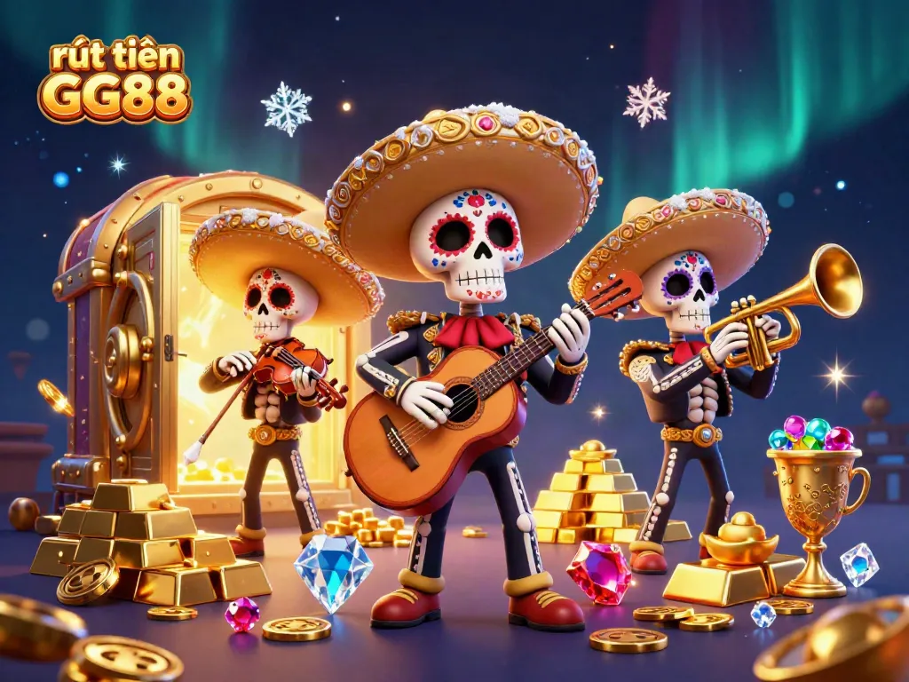 Experience seamless rút tiền GG88 in a vibrant casino scene filled with gold and jewels.