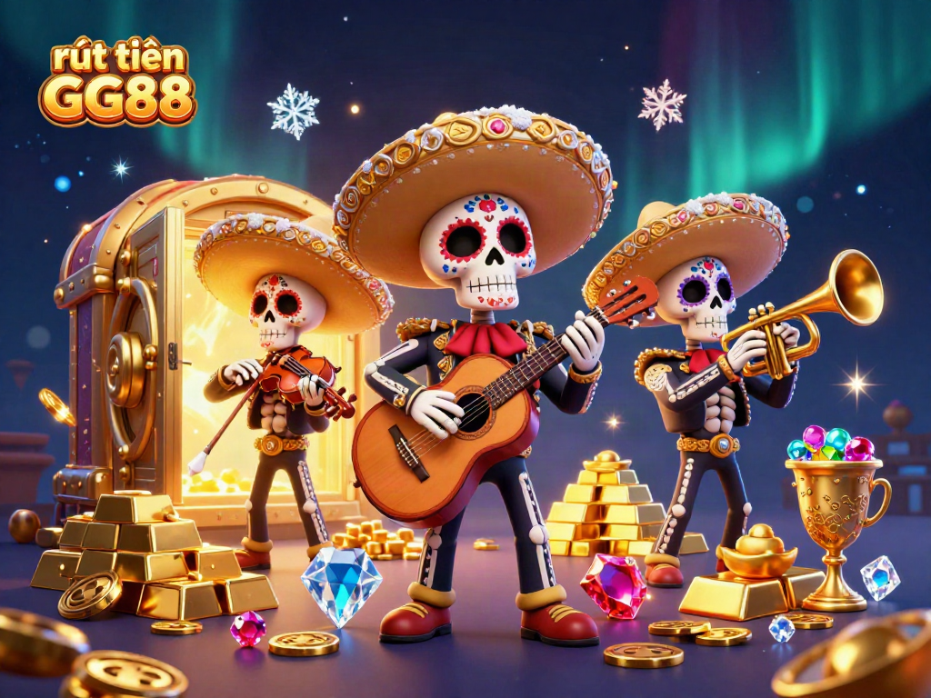 Experience seamless rút tiền GG88 in a vibrant casino scene filled with gold and jewels.