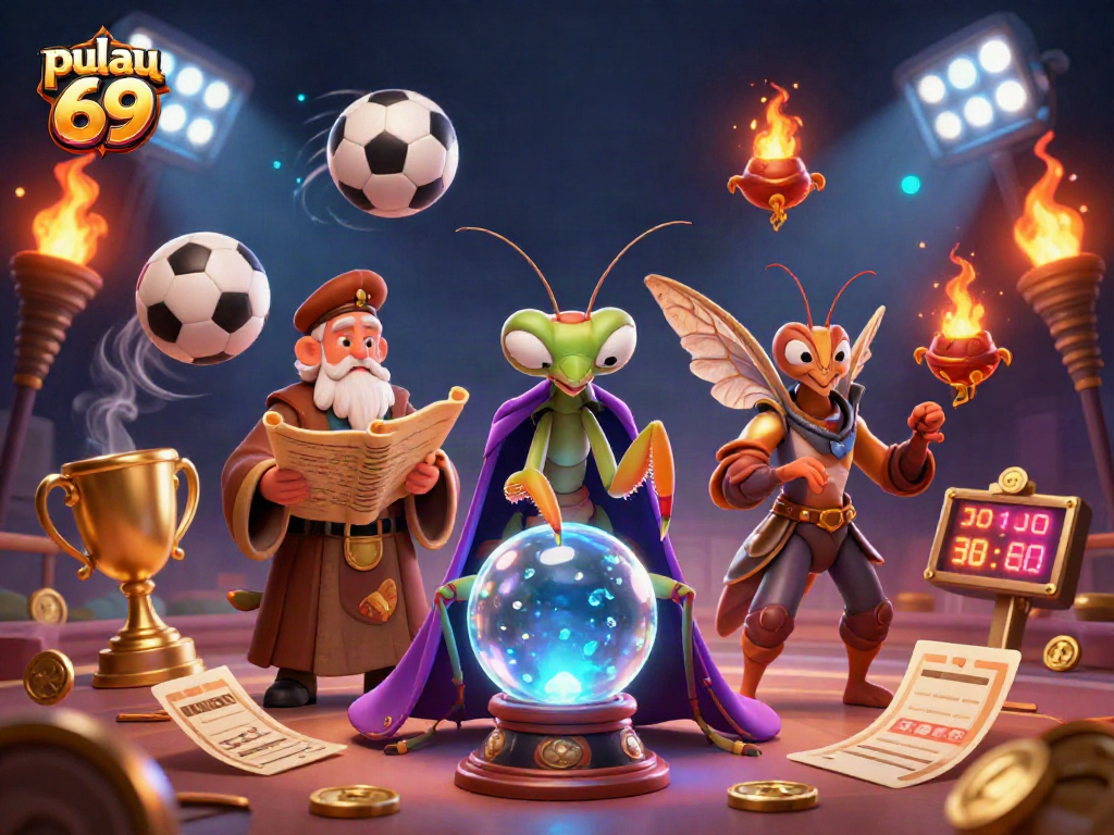 Experience pulau 69 gaming excitement with an enchanting scene of a fortune teller and sports elements.