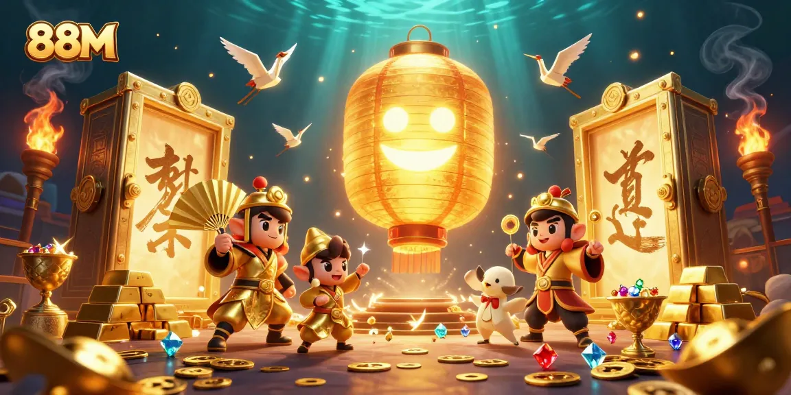Spin and win with 88M at an exciting casino filled with gold treasures and winning symbols.