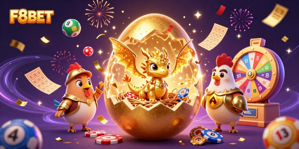 Experience the thrill of winning with F8BET in an ultra-detailed 3D casino illustration filled with excitement.