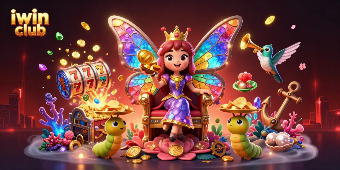 Engage with iwin club's vibrant casino scene featuring the butterfly queen and treasure.