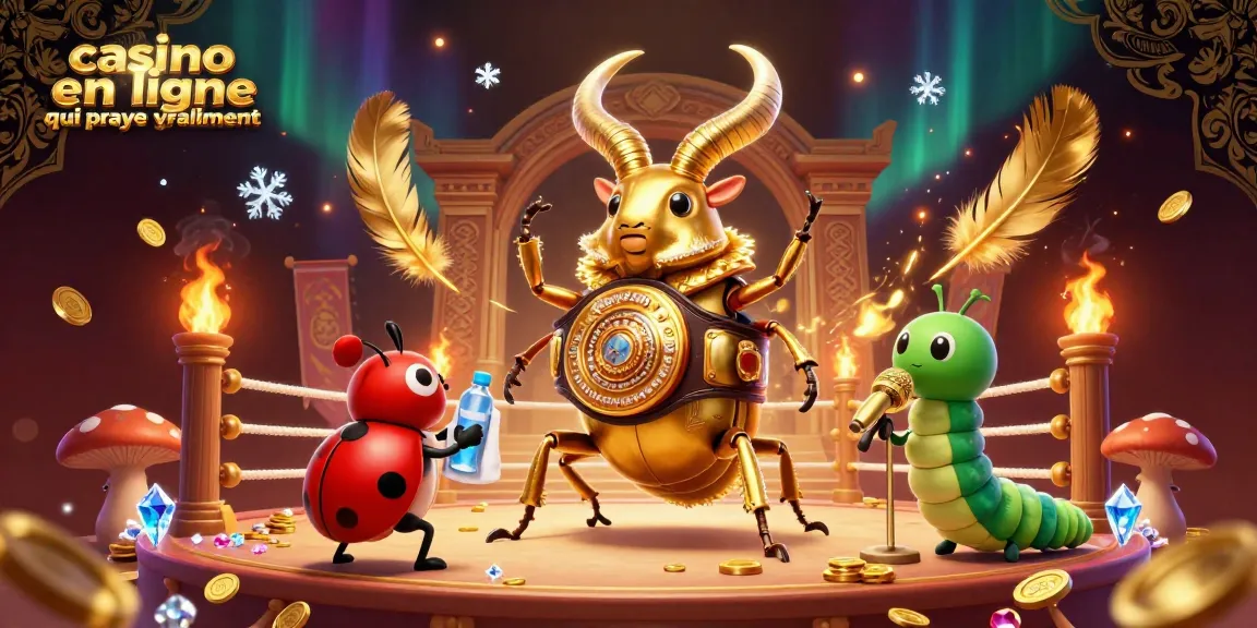 Casino en ligne qui paye vraiment : mise en scène de combat entre un scarabée géant et une coccinelle dans une arène