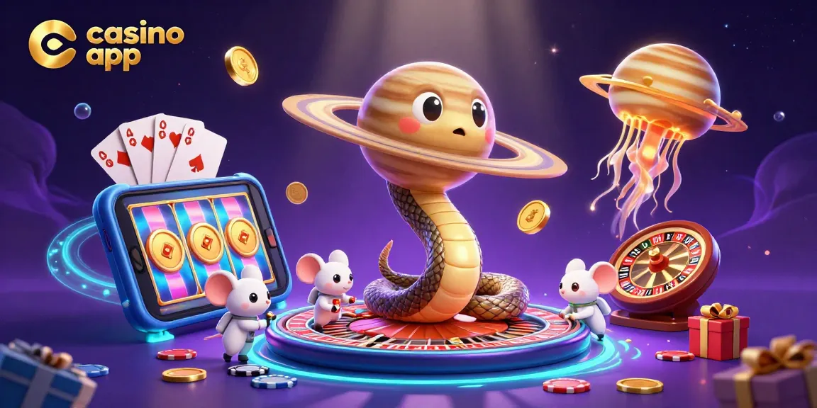 Plongez dans l'univers du casino app avec une illustration 3D captivante de jeux animés.